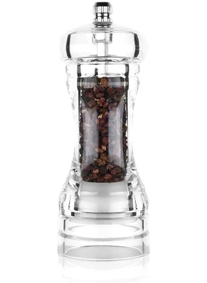 أوركيد مطحنة فلفل يدوية من الأكريليك بتصميم زهرة الأوركيد، مع إمكانية تعديل درجة الخشونة، مطحنة ملح وفلفل شفافة من الأكريليك للمطبخ، مطحنة توابل منزلية، مناسبة للاستخدام على طاولة الطعام، مقاس 14 سم - Image 1